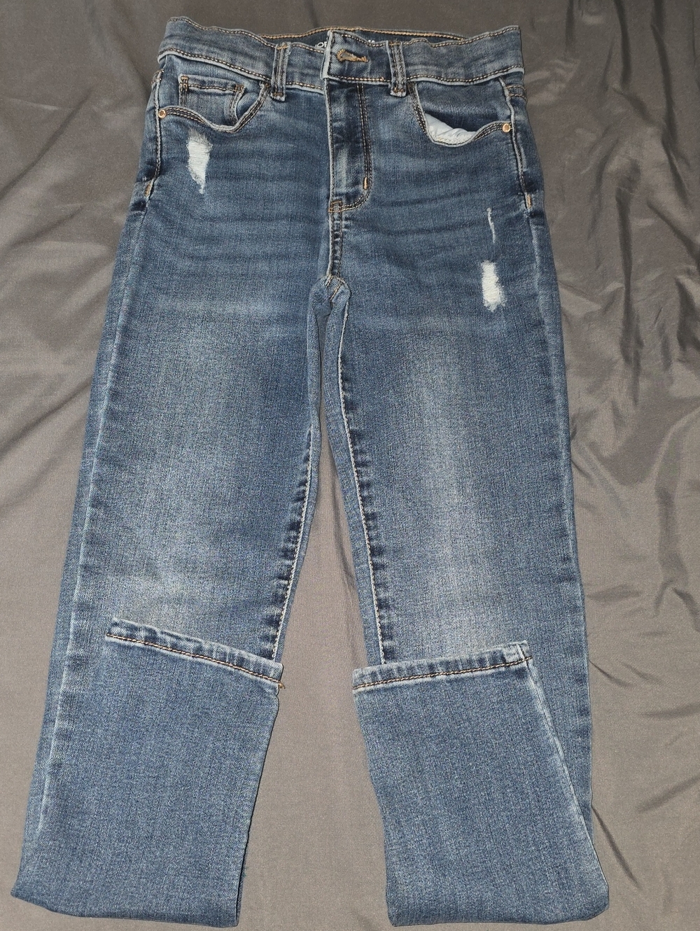 Jordache Women's Cropped Distressed Jeans in Blue Wash